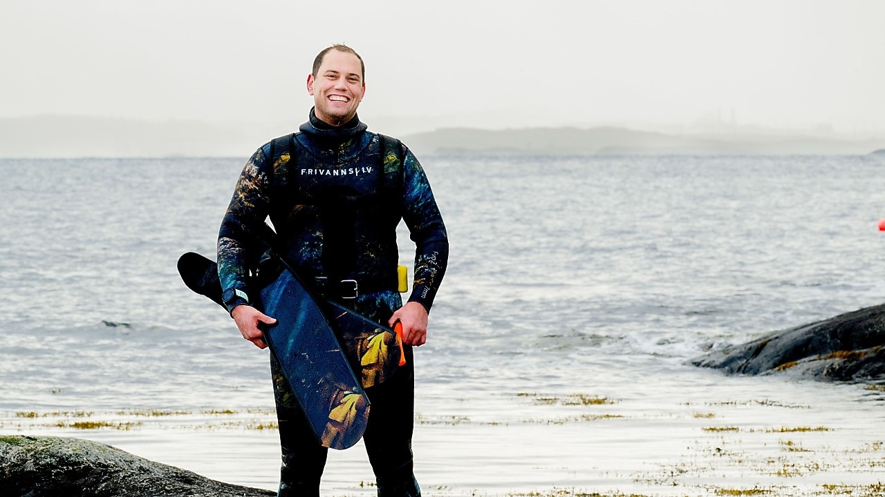 mann, hav, våtdrakt