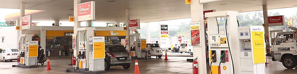 Pumps at a Shell station