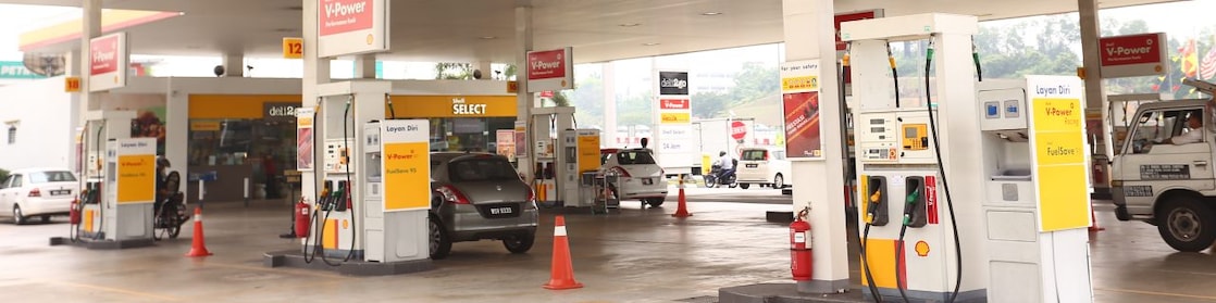 Pumps at a Shell station