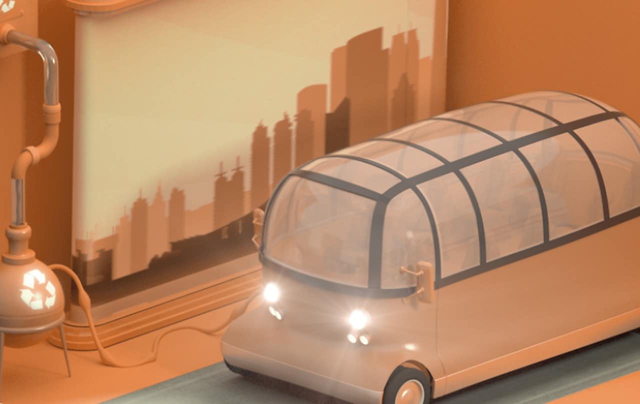 Vehicle filling up with biodiesel fuel - illustration